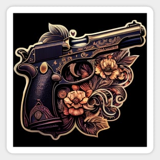 Pistol and flowers Magnet
